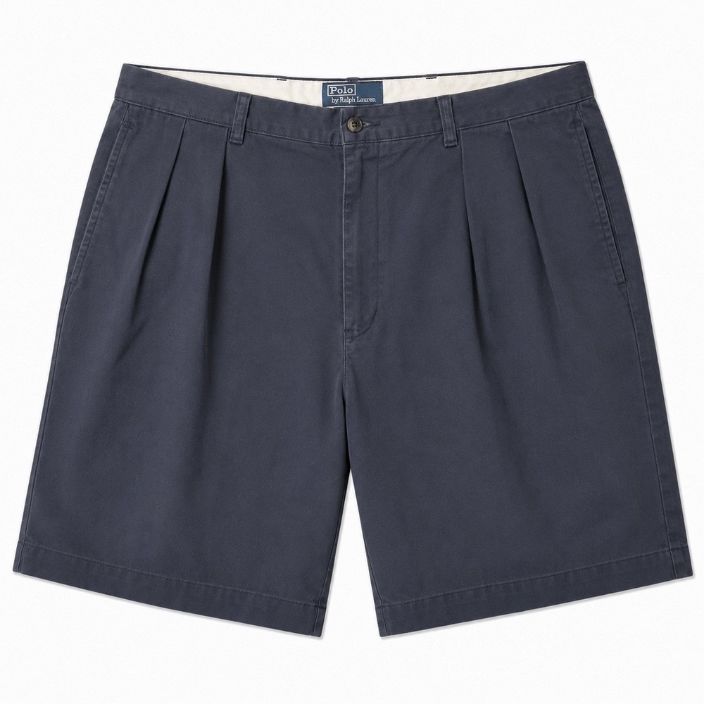 Polo Ralph Lauren Classic Fit Pleated Chino 9" Shorts Navy Cotton Men's Size 35